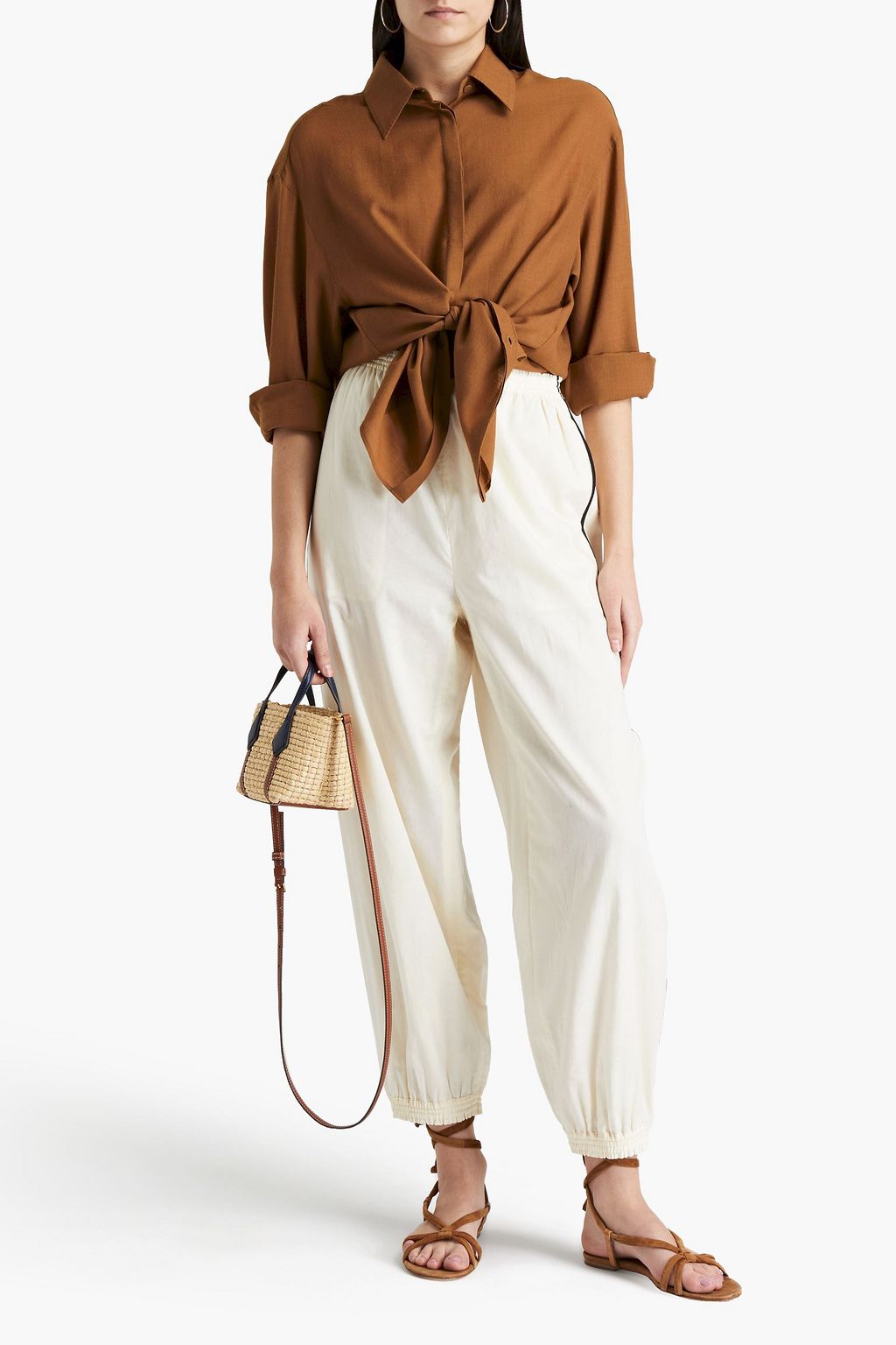 TORY BURCH Cotton-mousseline pajama pants