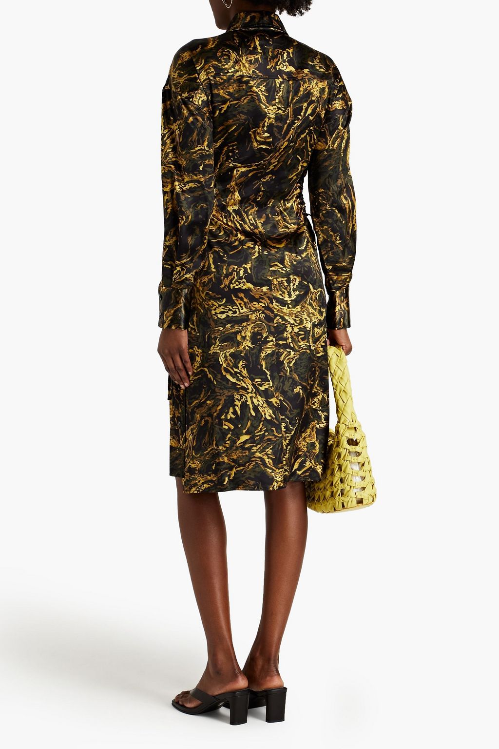 PROENZA SCHOULER Bedrucktes Kleid aus Seidensatin mit Cut-outs