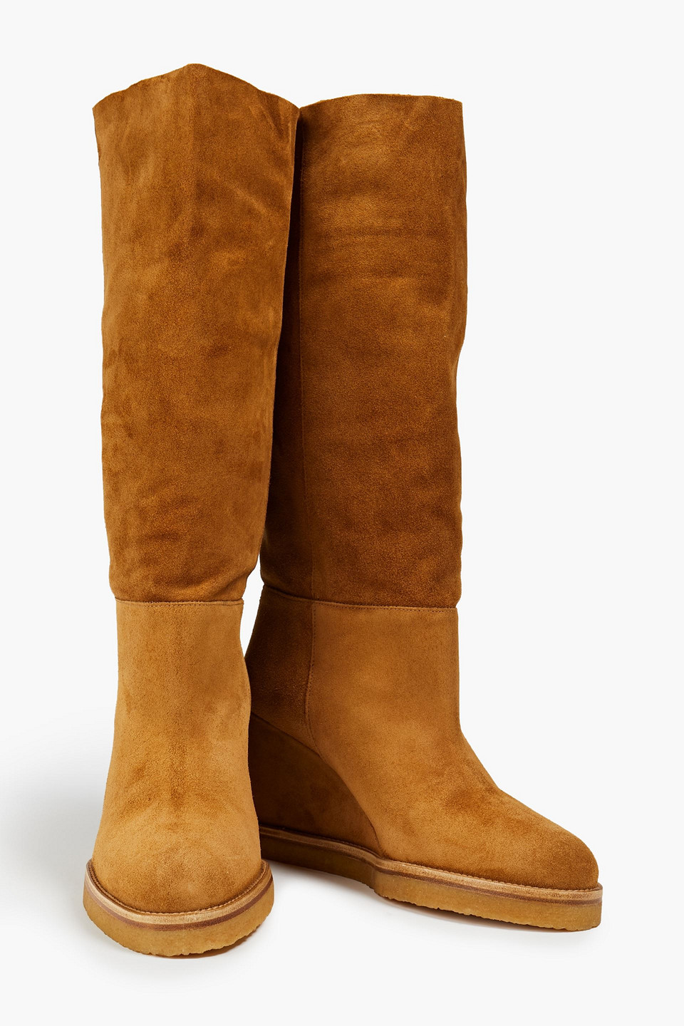 Ba&sh Cassandra Suede Wedge Boots In Camel