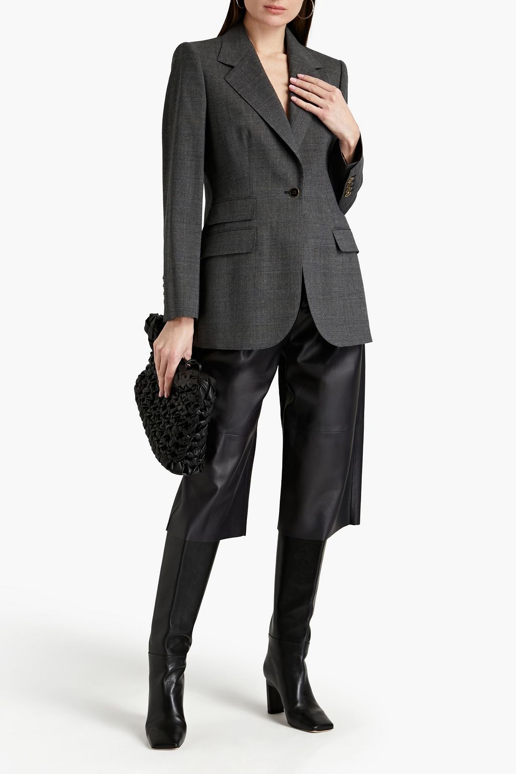 DOLCE&GABBANA Prince of Wales checked wool-blend flannel blazer