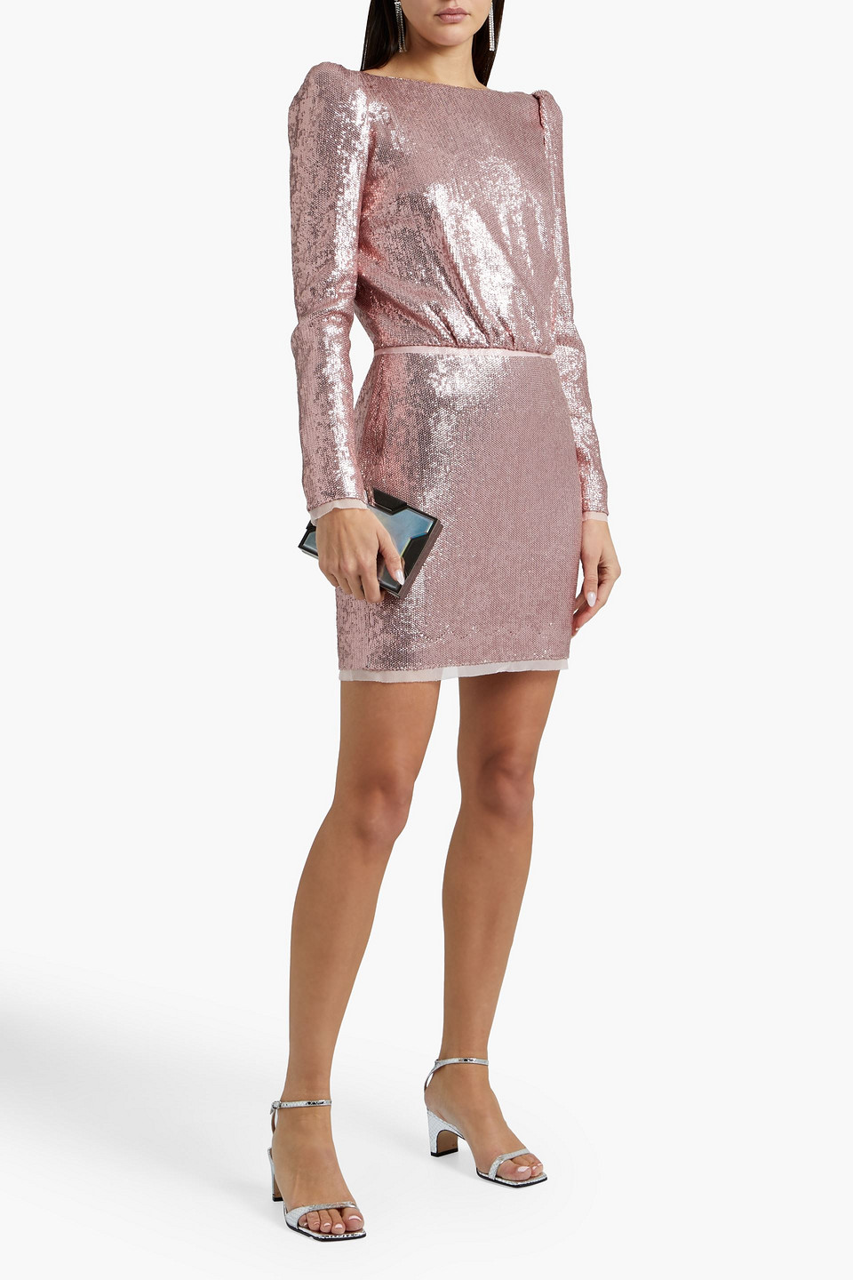 Rachel Zoe Cadence Open-back Sequined Tulle Mini Dress In Pink