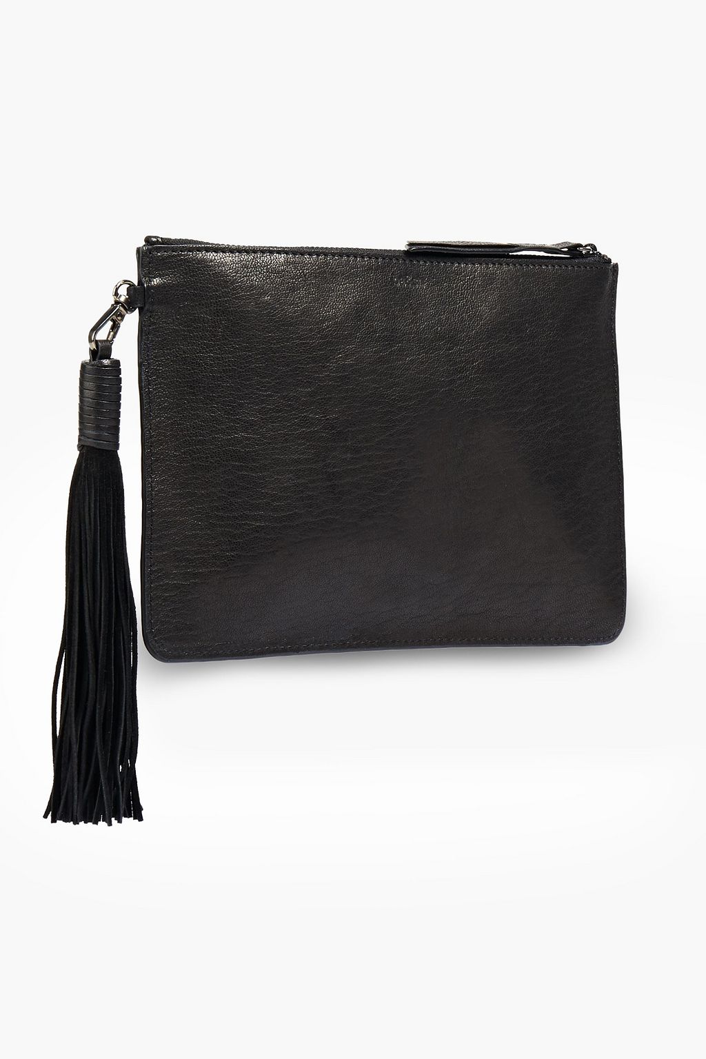 BA&SH Teddy tasseled textured-leather clutch