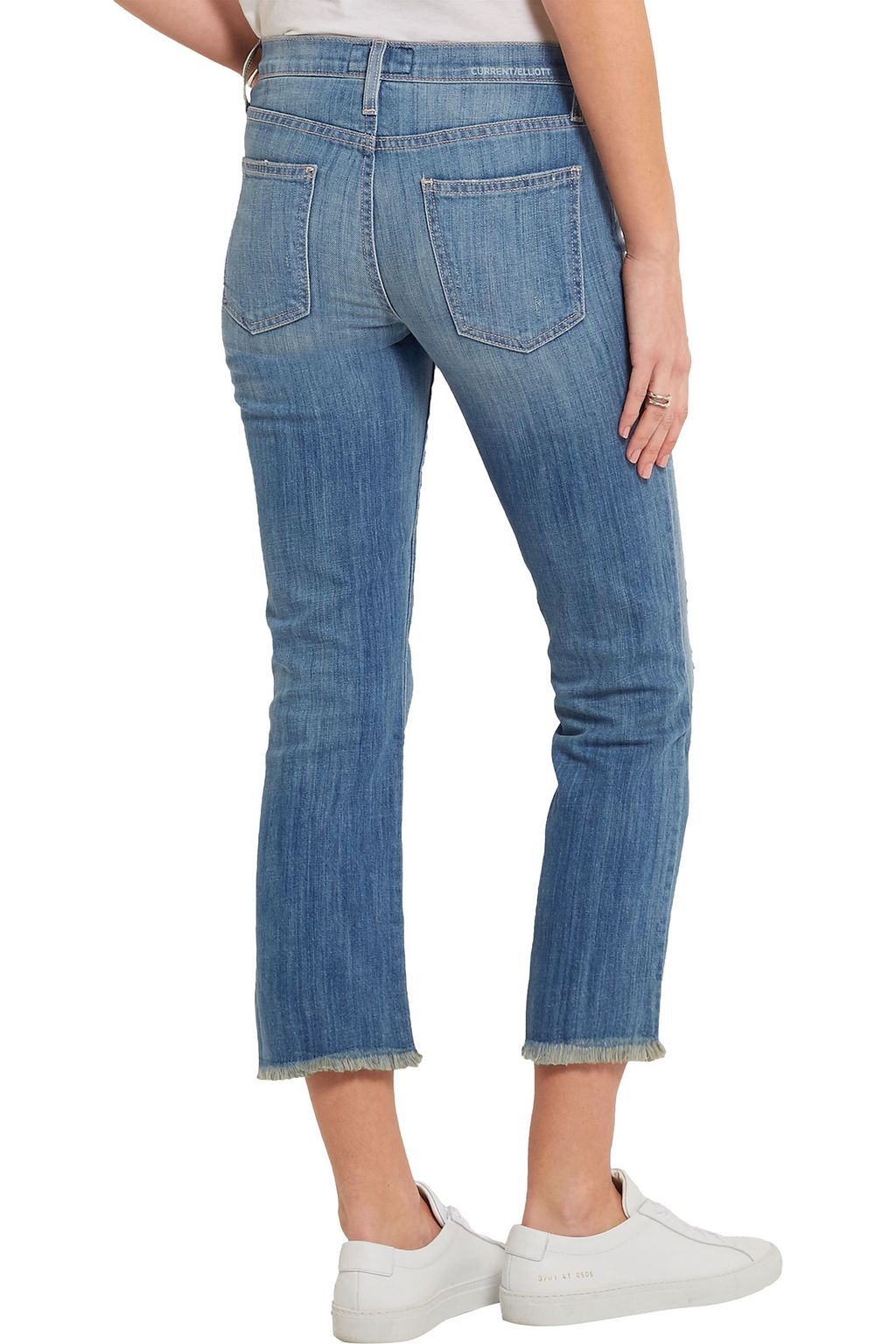 CURRENT/ELLIOTT Distressed mid-rise kick-flare jeans