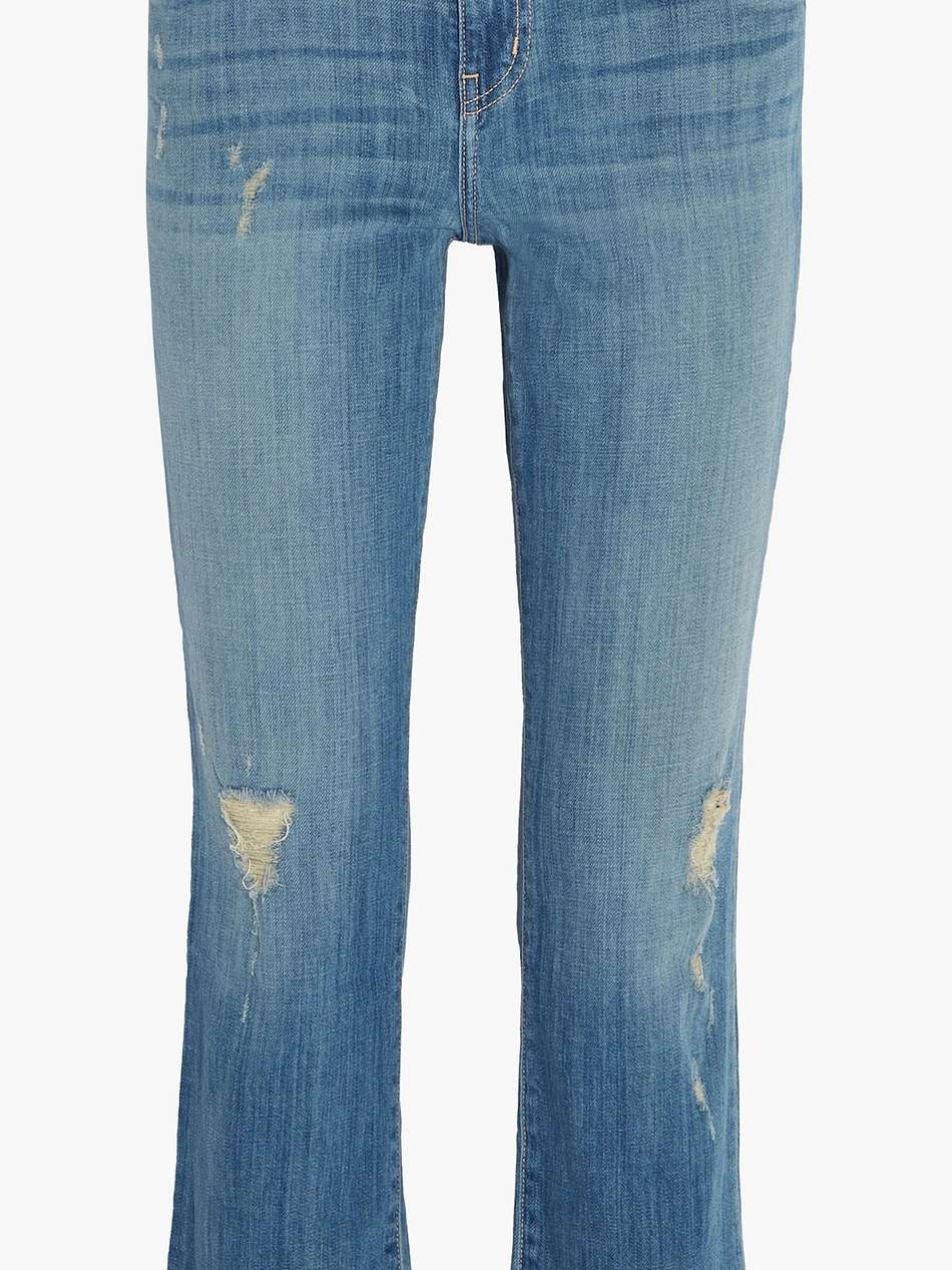 distressed mid-rise kick-flare jeans