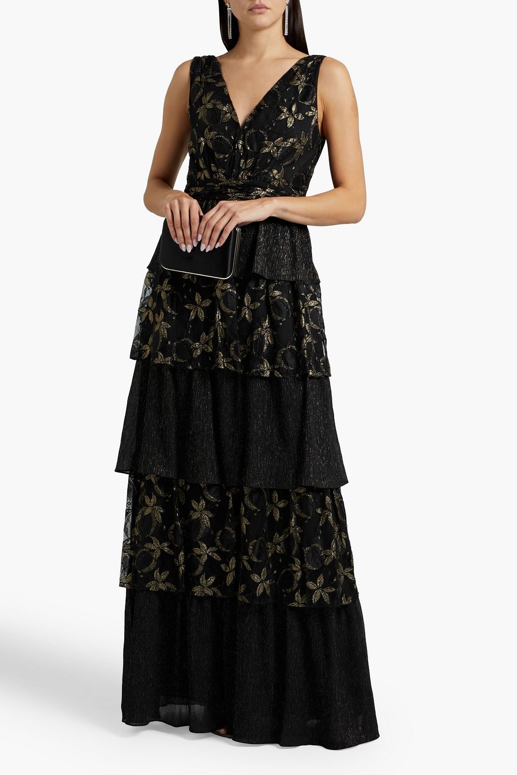 rachel zoe lennon metallic embroidered gown
