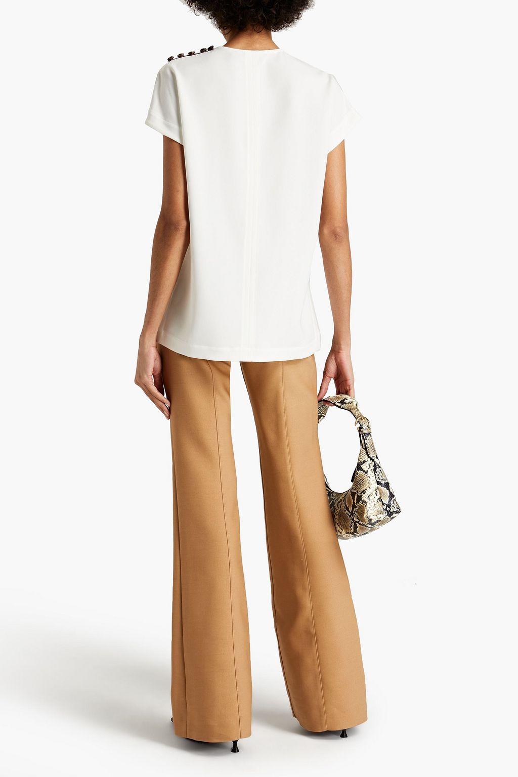 PROENZA SCHOULER Faux leather-paneled draped crepe top