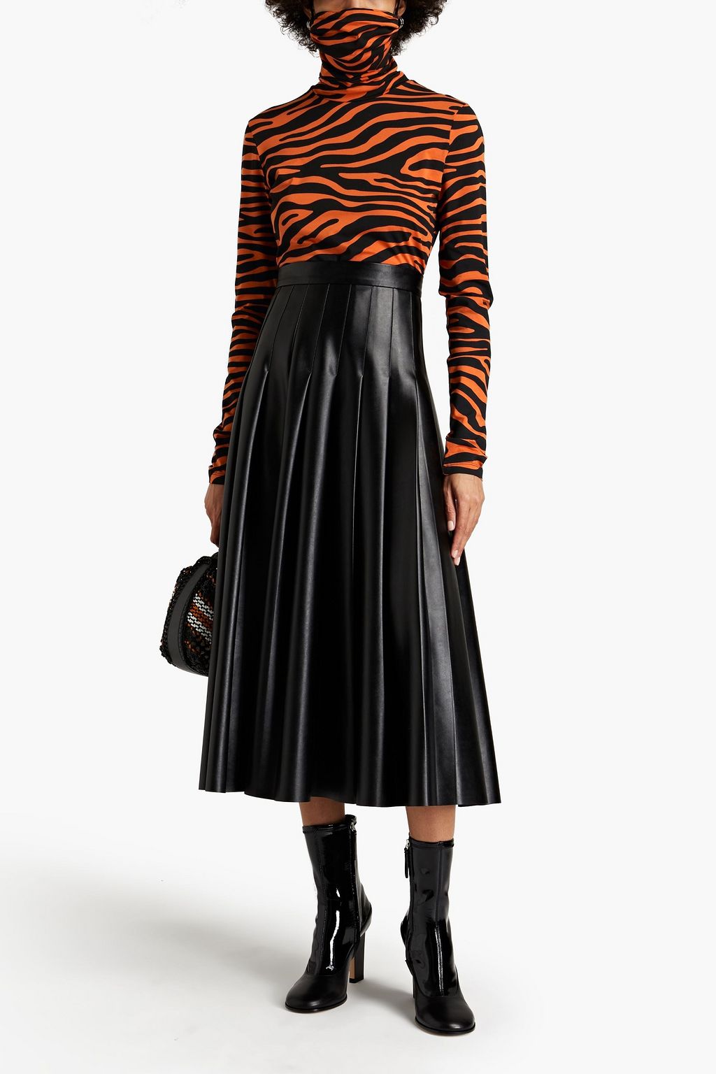 PROENZA SCHOULER Printed cotton-blend jersey turtleneck top