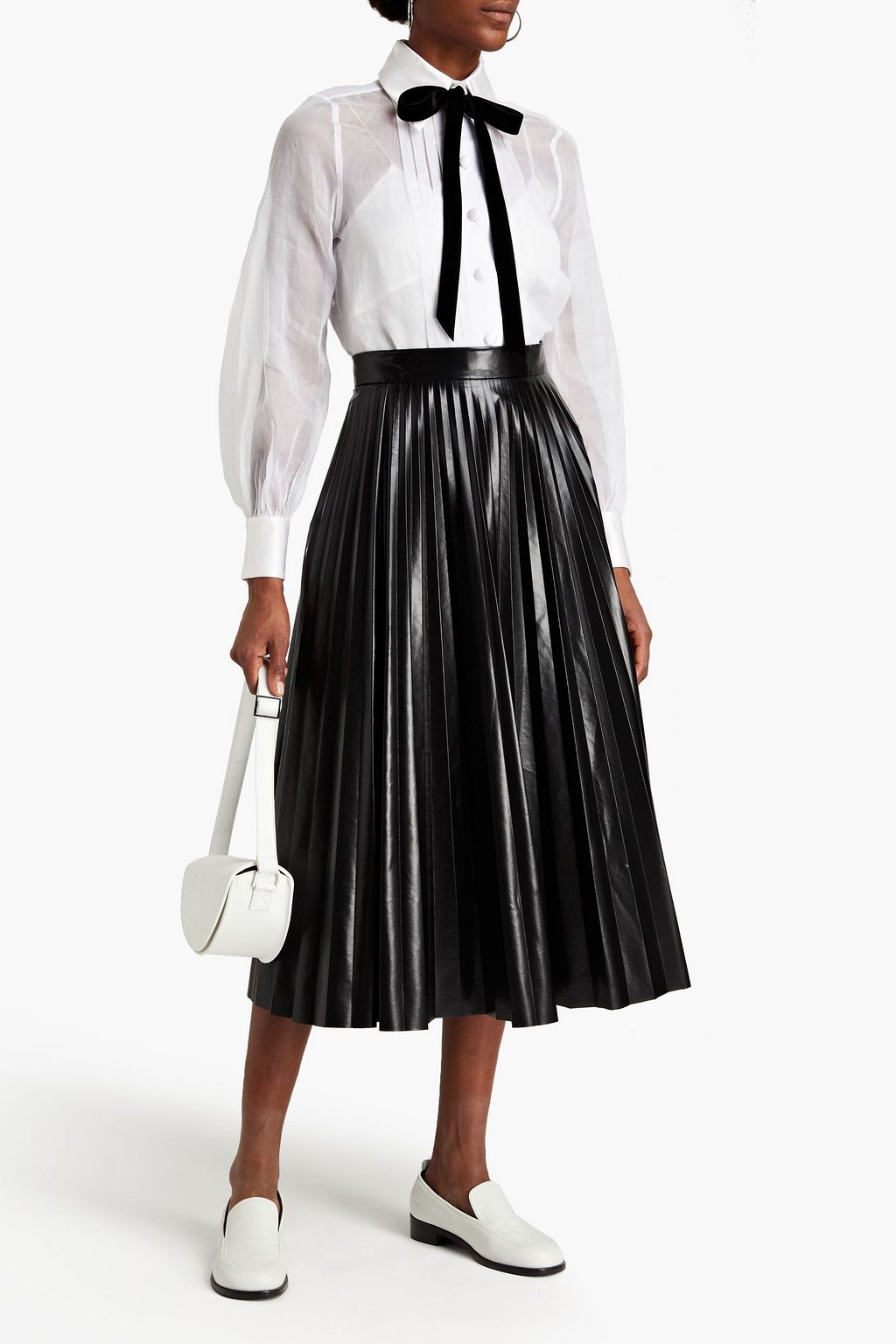 MARC JACOBS Velvet-trimmed cotton-gauze shirt