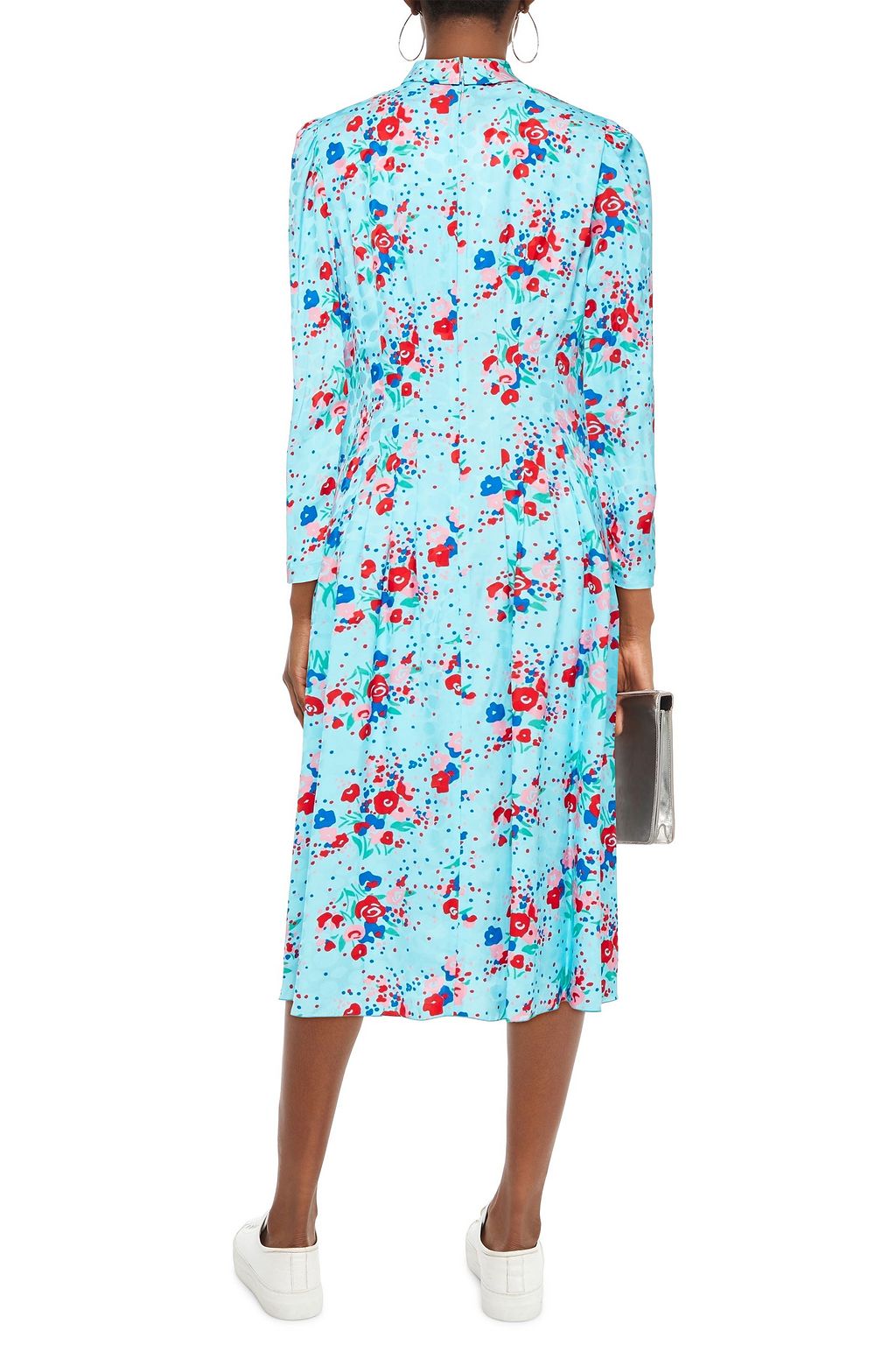 MARC JACOBS The 40's pleated printed satin-jacquard midi dress