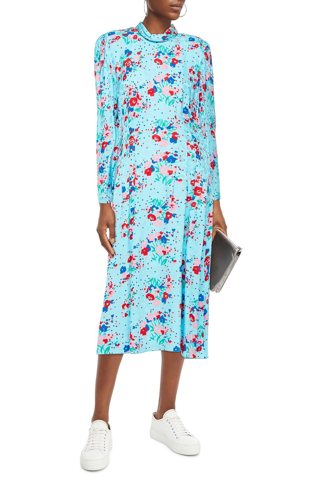 MARC JACOBS The 40's pleated printed satin-jacquard midi dress