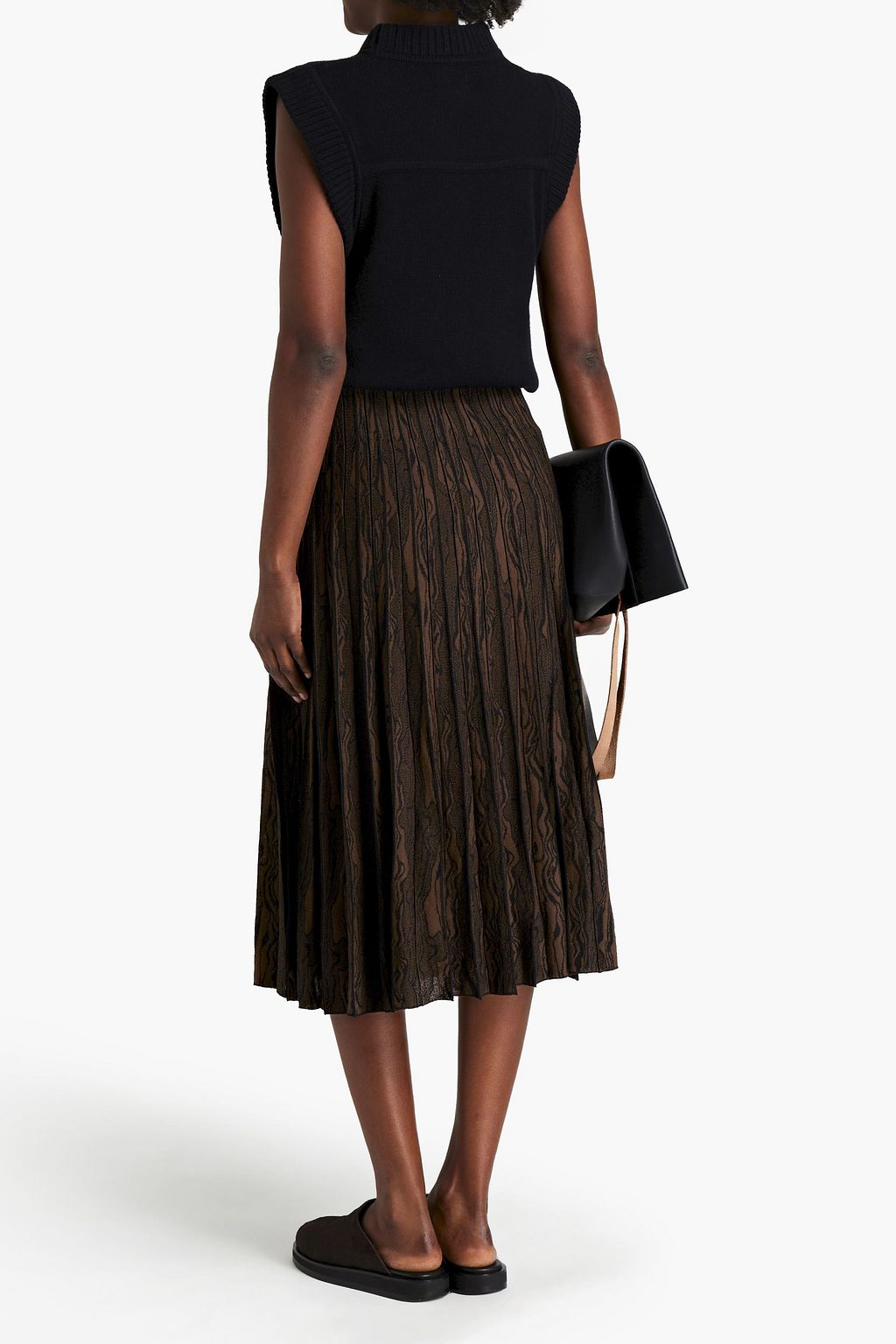 PROENZA SCHOULER Pleated jacquard-knit wool-blend midi skirt