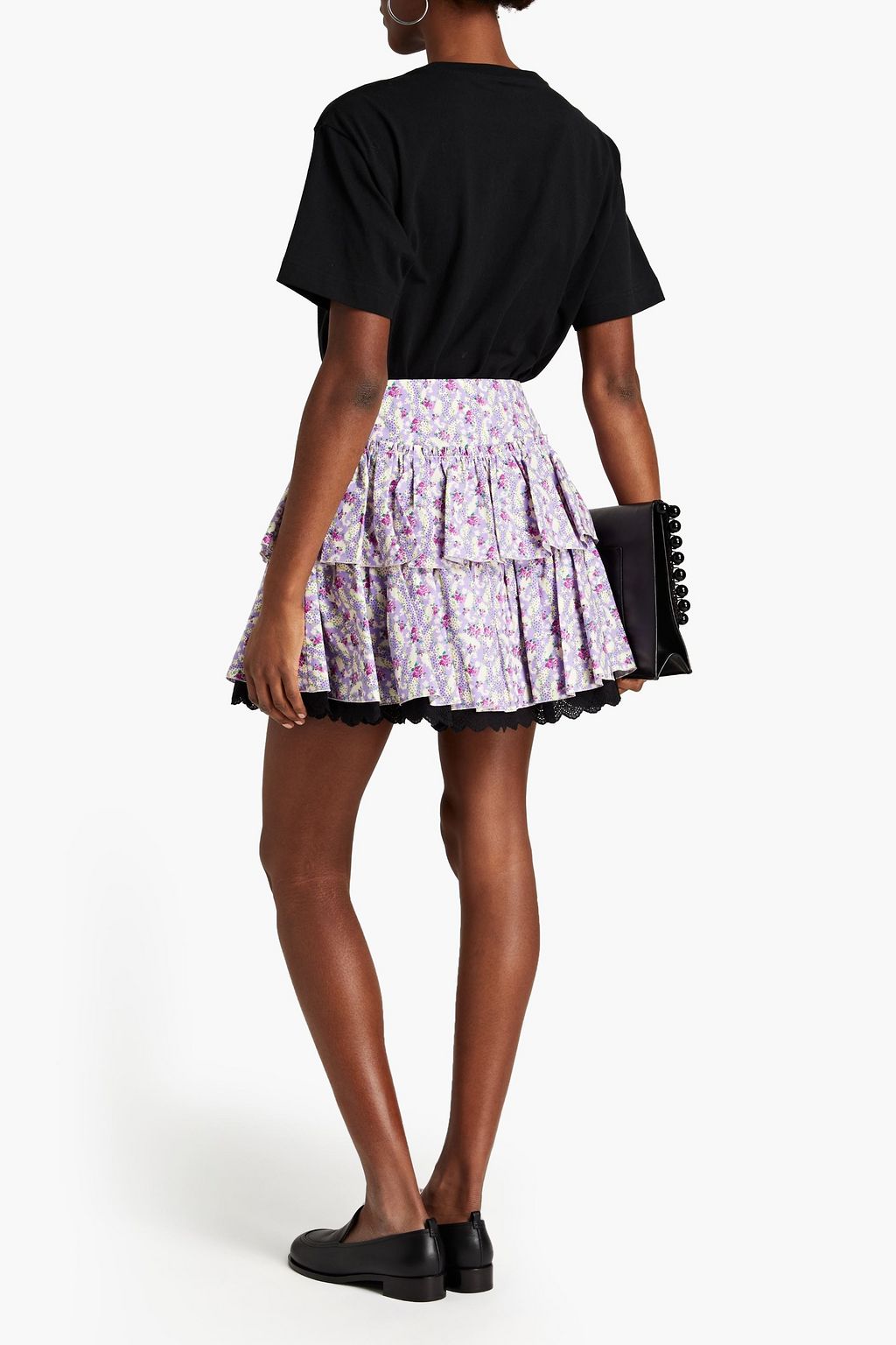 MARC JACOBS Ruffled floral-print cotton-blend poplin mini skirt