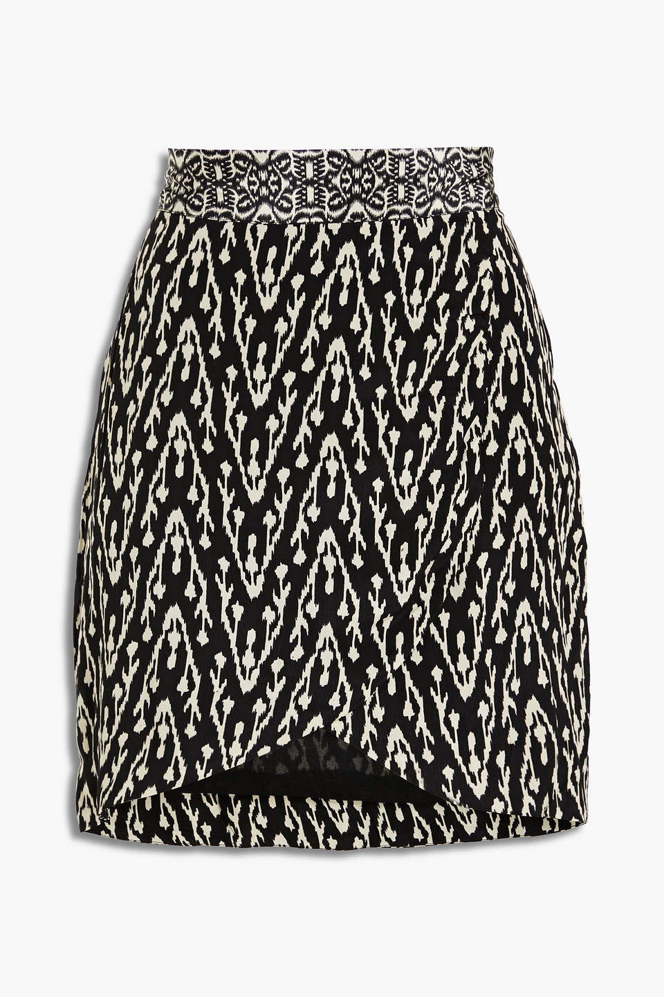 Ba&sh Iliade wrap-effect printed crepe de chine mini skirt