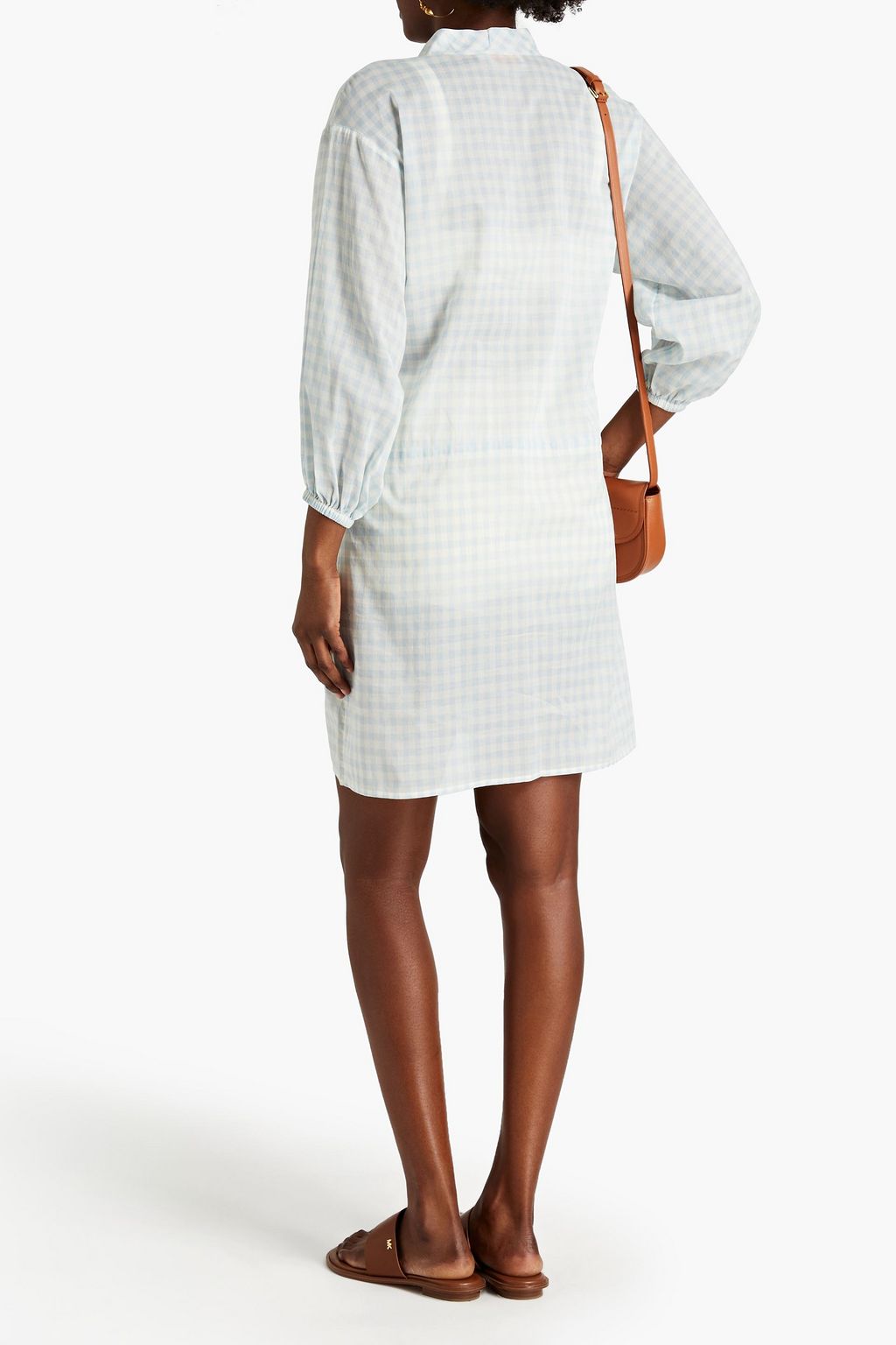 TORY BURCH Tasseled gingham cotton-mousseline mini dress