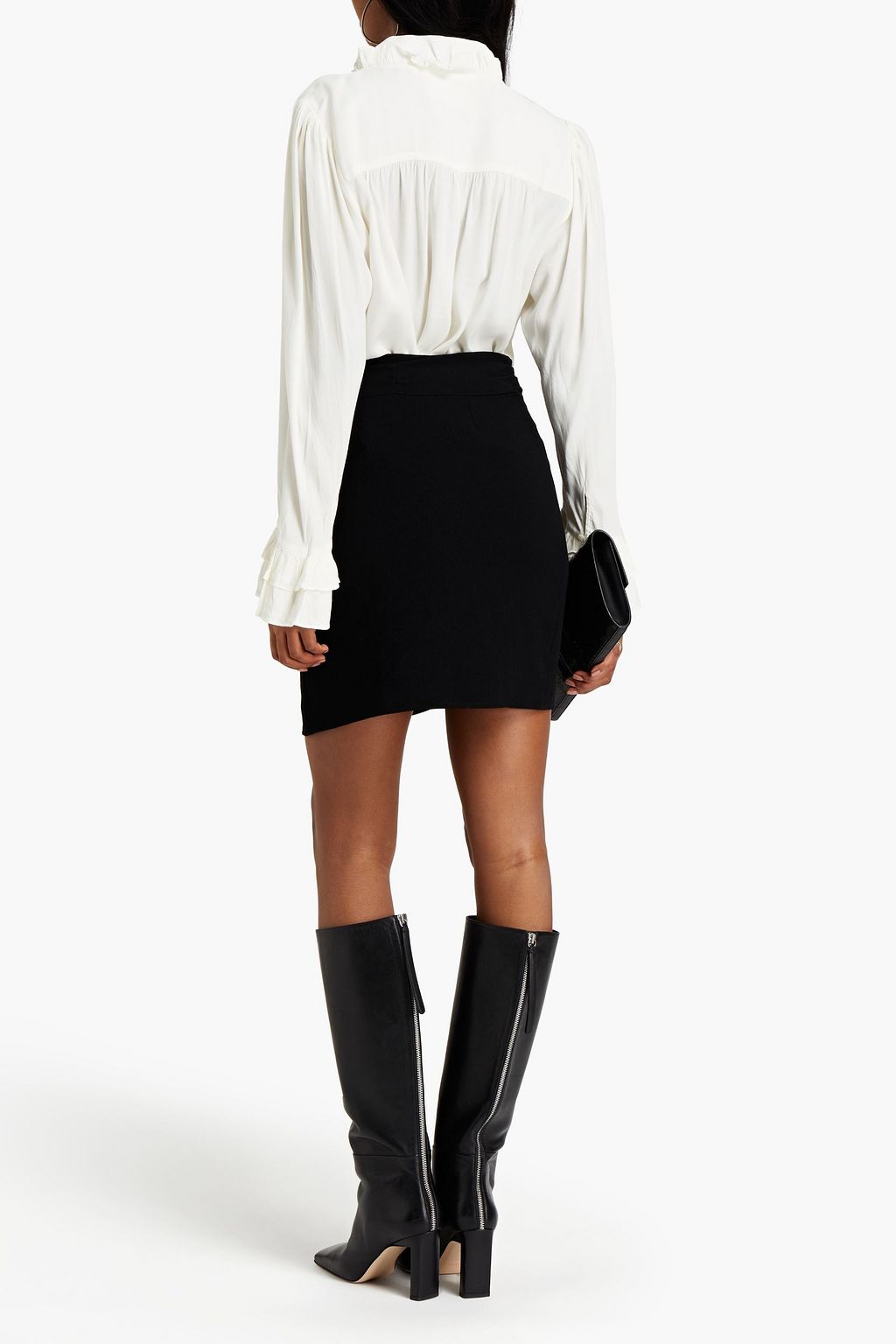 BA&SH Sanya wrap-effect button-embellished crepe mini skirt