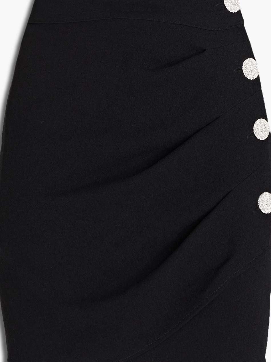 sanya wrap-effect button-embellished crepe mini skirt
