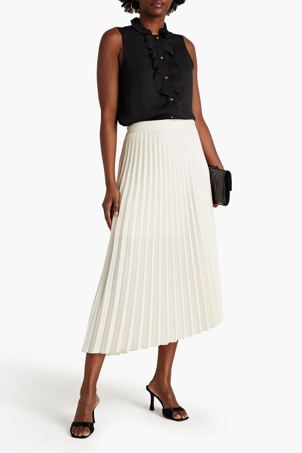 TORY BURCH Ruffle-trimmed crepe de chine top