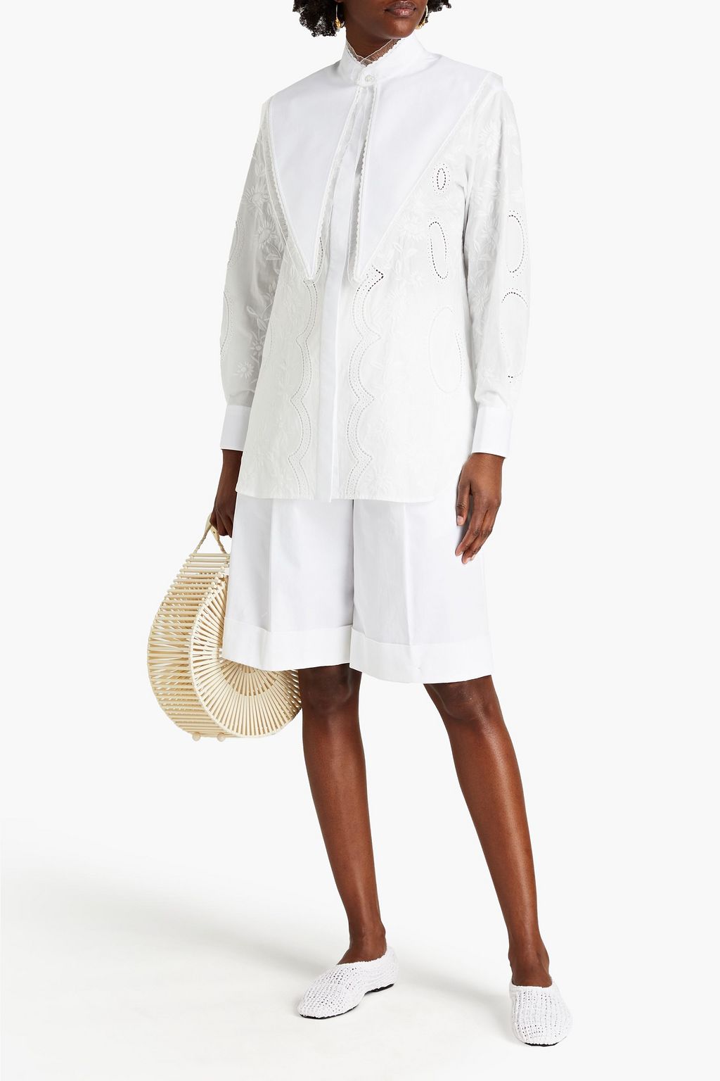 TORY BURCH Embroidered broderie anglaise cotton shirt