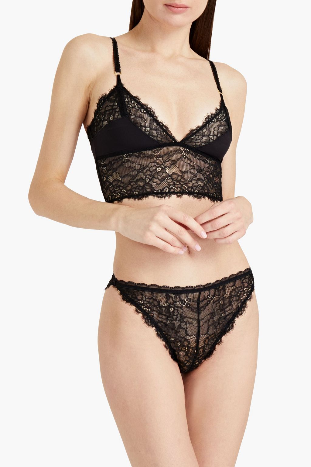 STELLA MCCARTNEY Ella Shining corded lace and charmeuse bralette