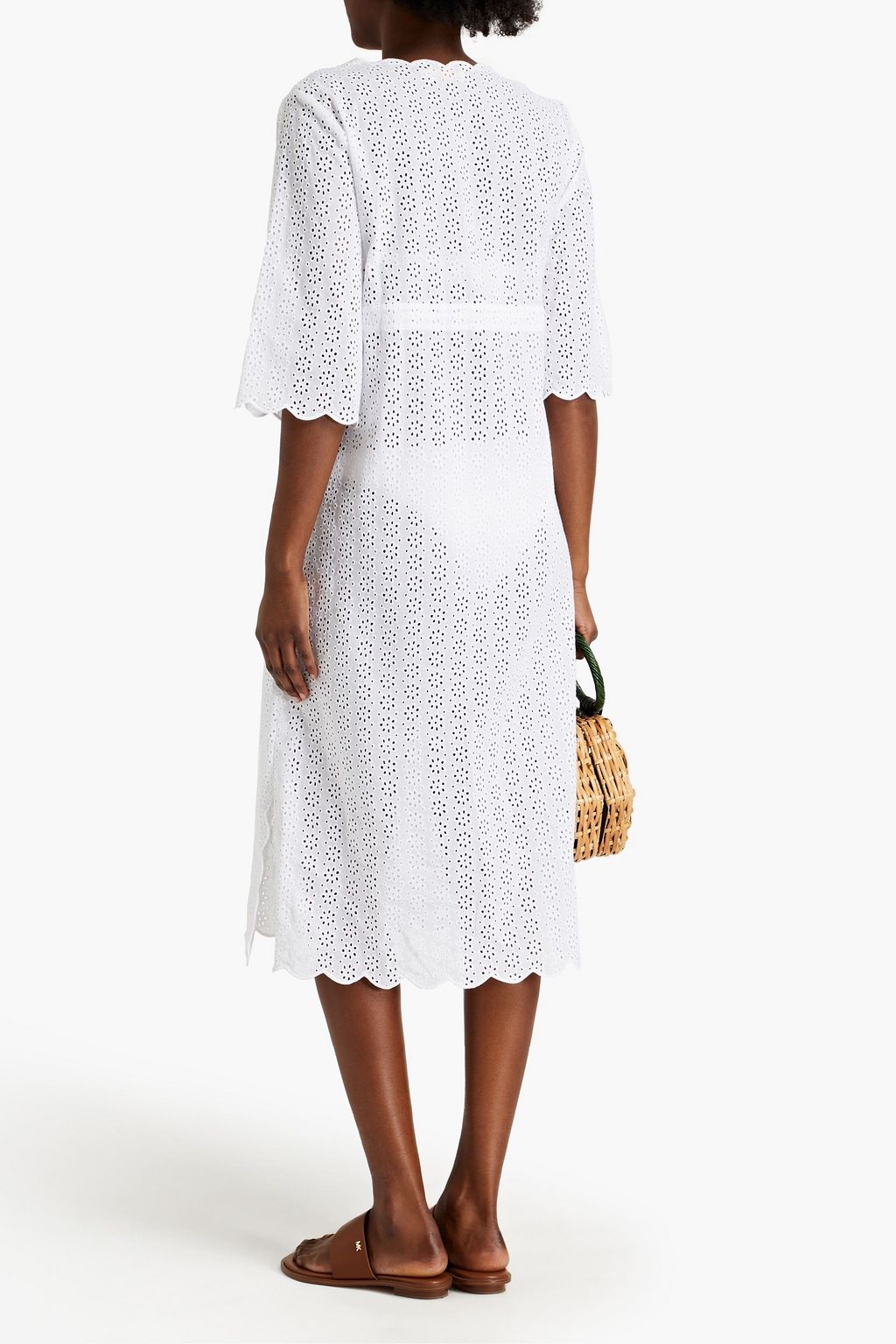 TORY BURCH Scalloped broderie anglaise cotton kaftan