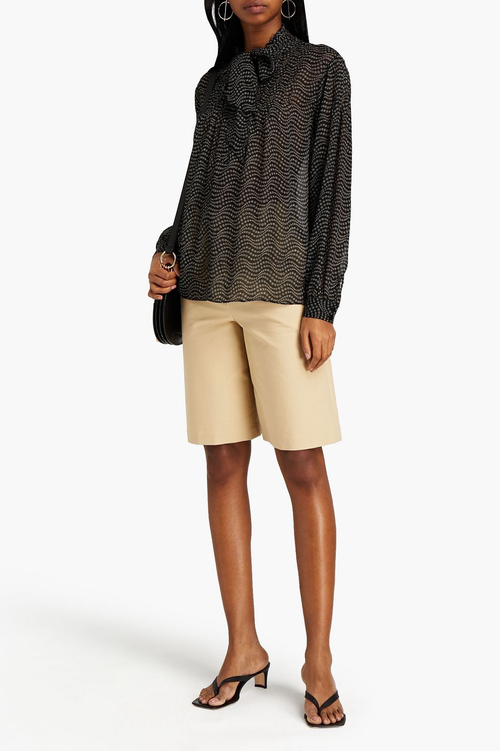 BA&SH Liberty pussy-bow printed georgette blouse