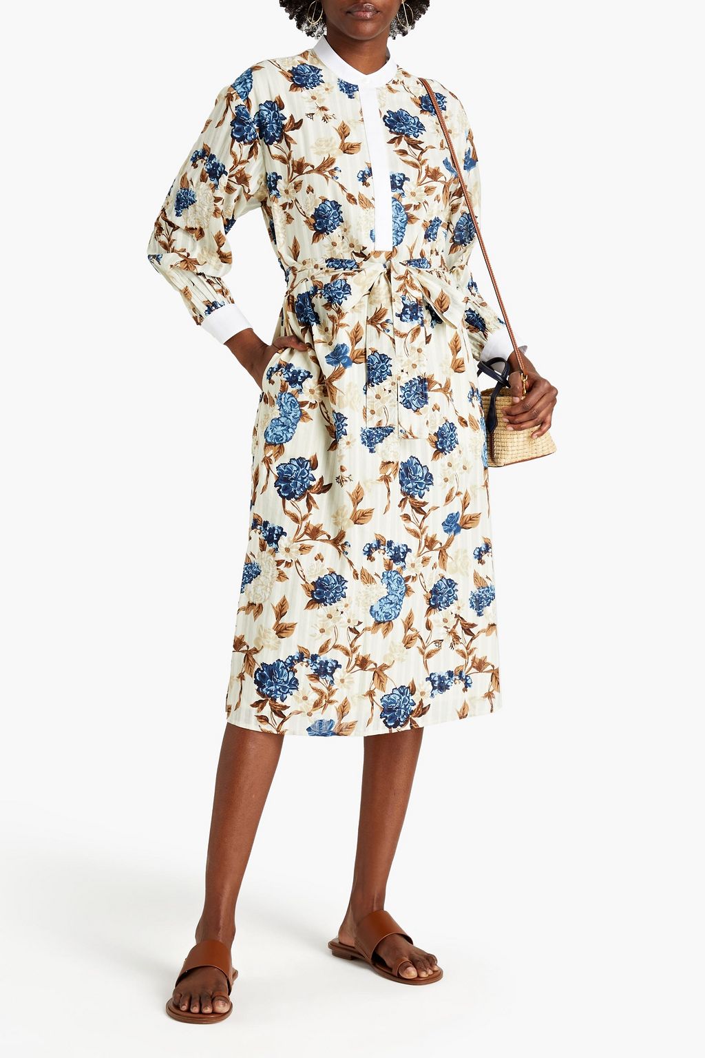 TORY BURCH Floralprint cottonjacquard midi dress THE