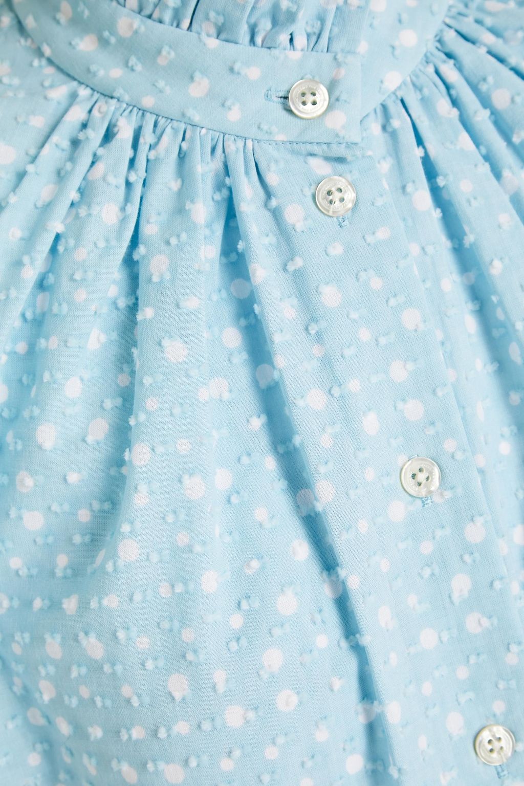 MARC JACOBS Gathered polka-dot cotton-blend Swiss dot blouse