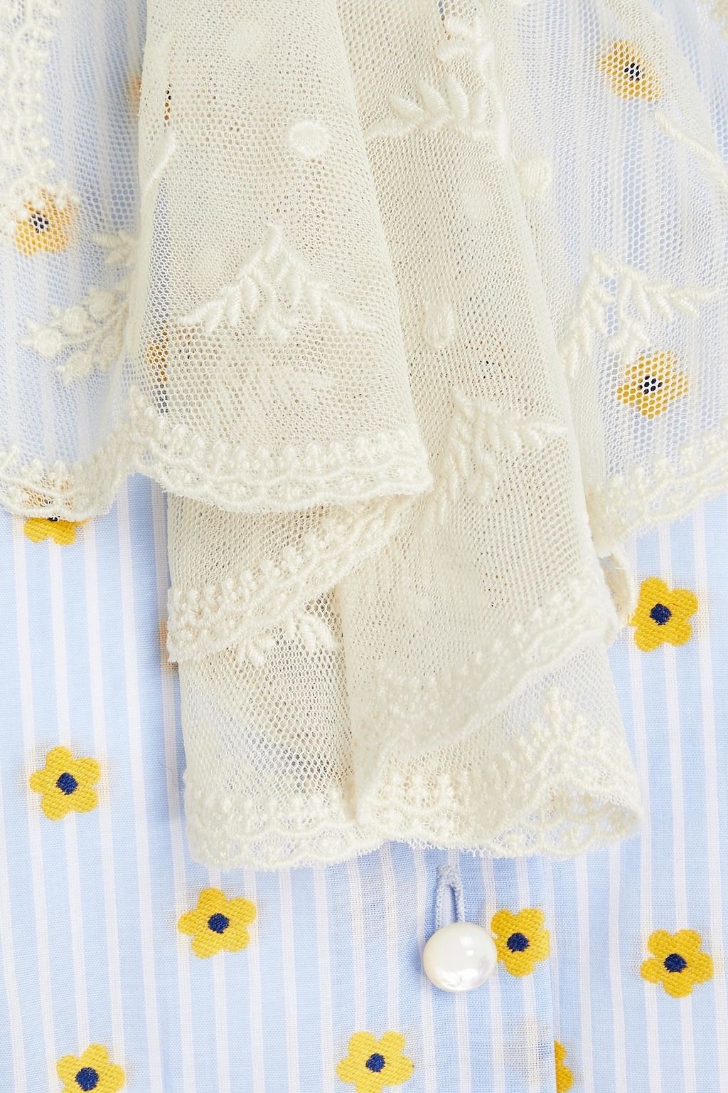 MARC JACOBS Embroidered pleated printed cotton-gauze blouse