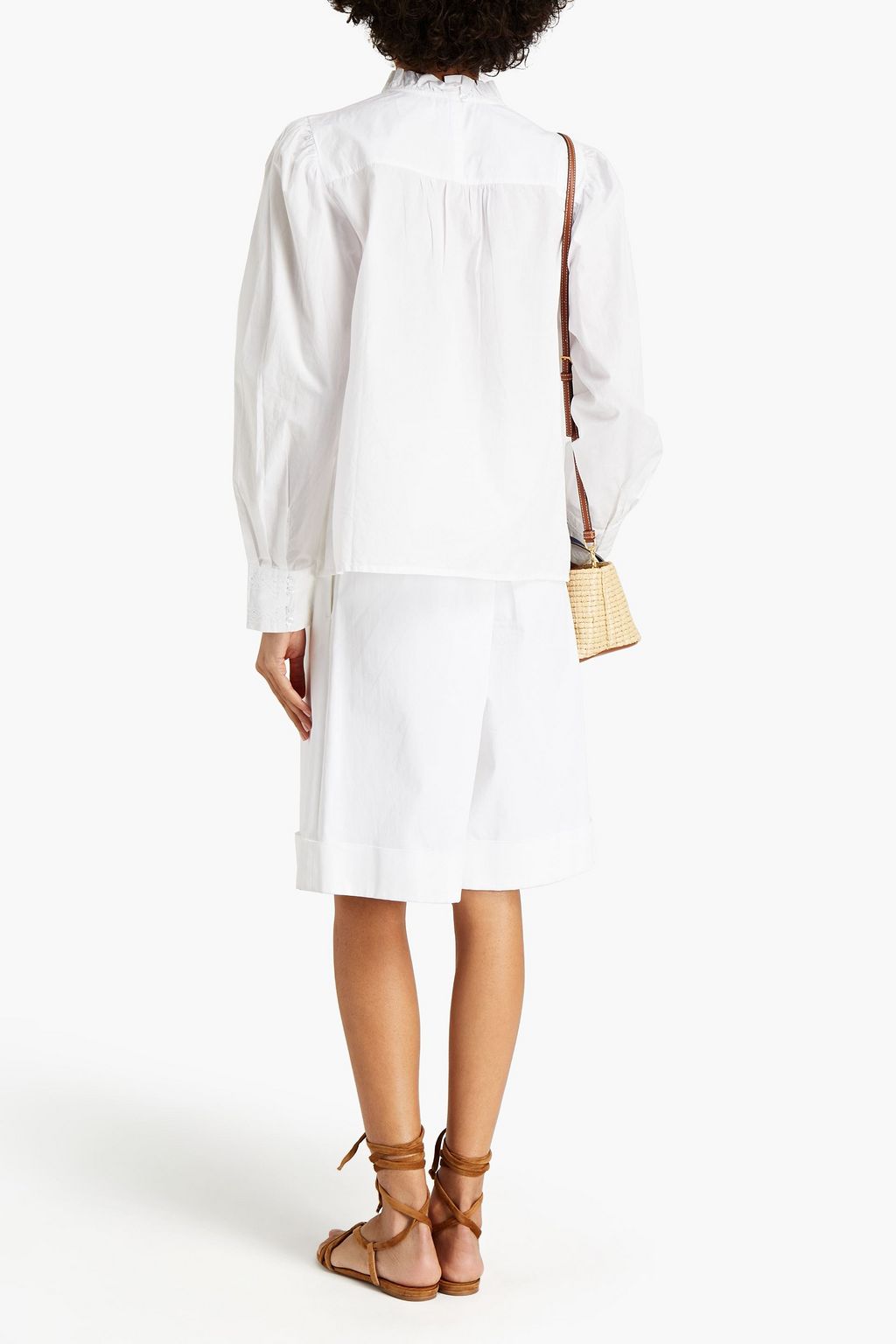 BA&SH Polette pintucked gathered cotton blouse