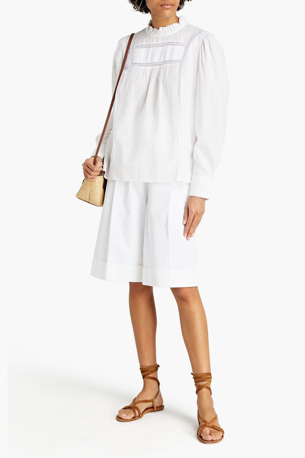BA&SH Polette pintucked gathered cotton blouse