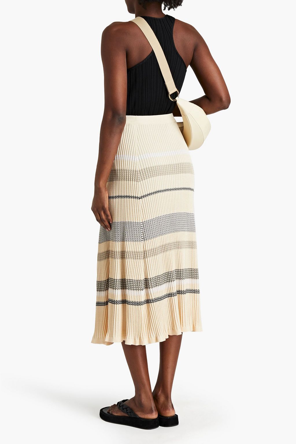 PROENZA SCHOULER Striped ribbed-knit midi skirt