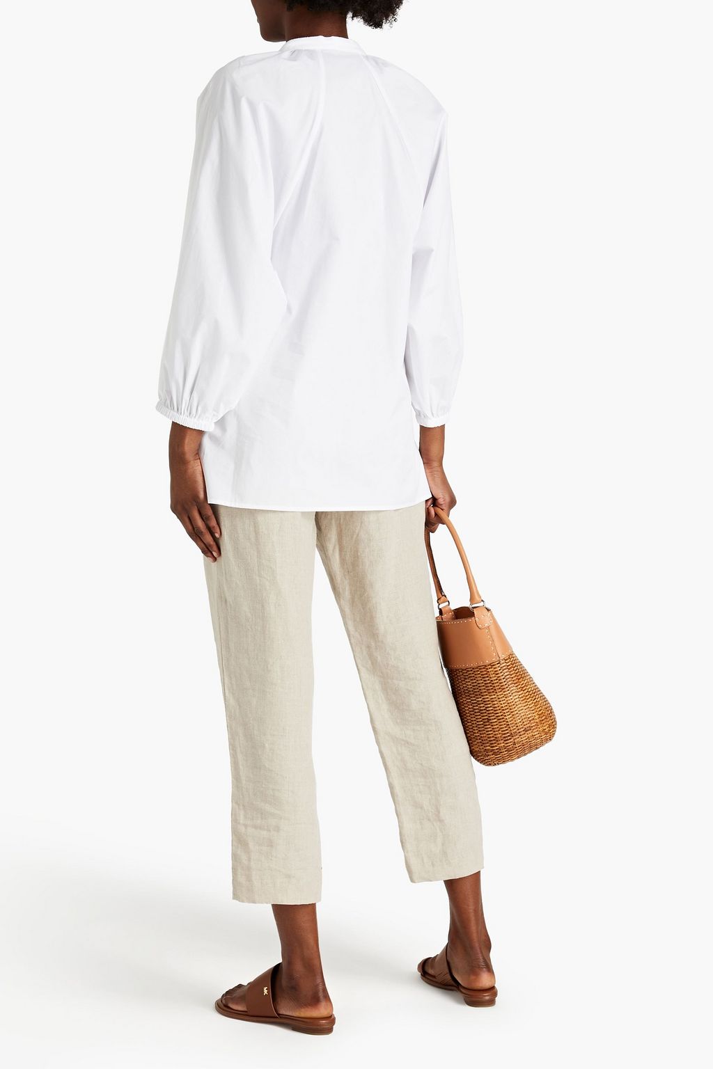 TORY BURCH Gathered cotton-poplin tunic