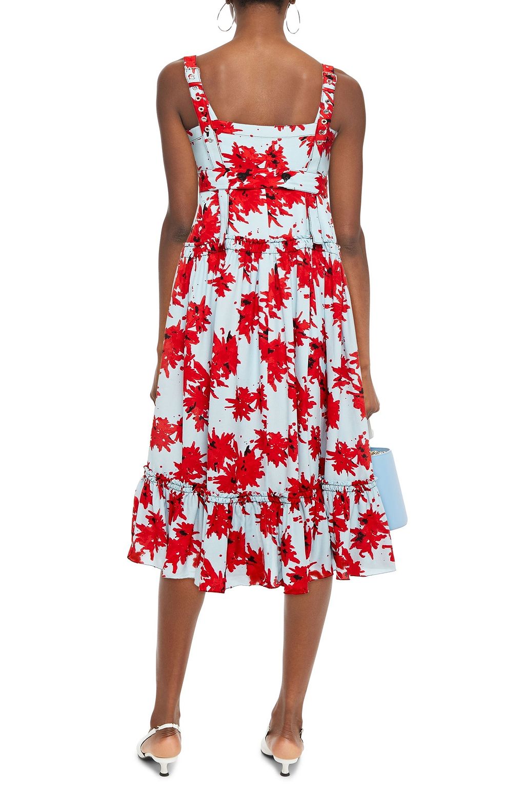 PROENZA SCHOULER Belted gathered floral-print crepe midi dress