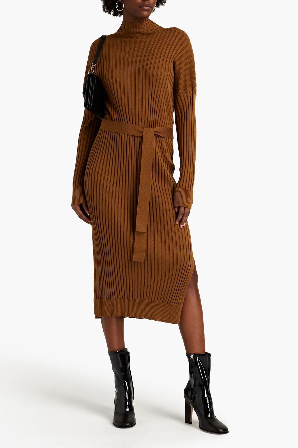 Brown midi dress ribbed