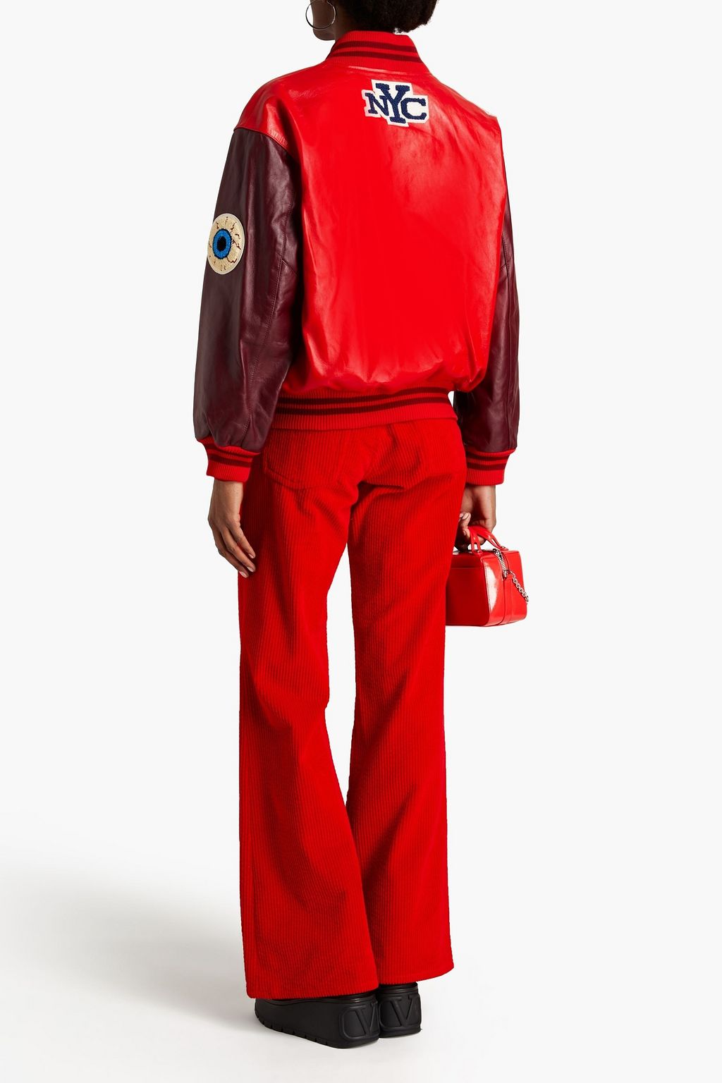 MARC JACOBS Appliquéd leather bomber jacket