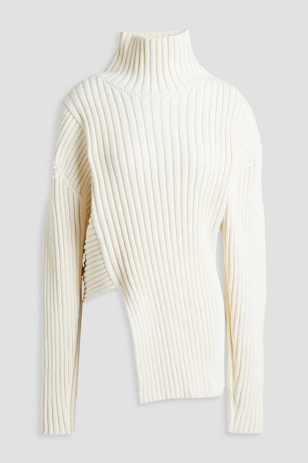 White Ribbed cotton, silk and cashmere 