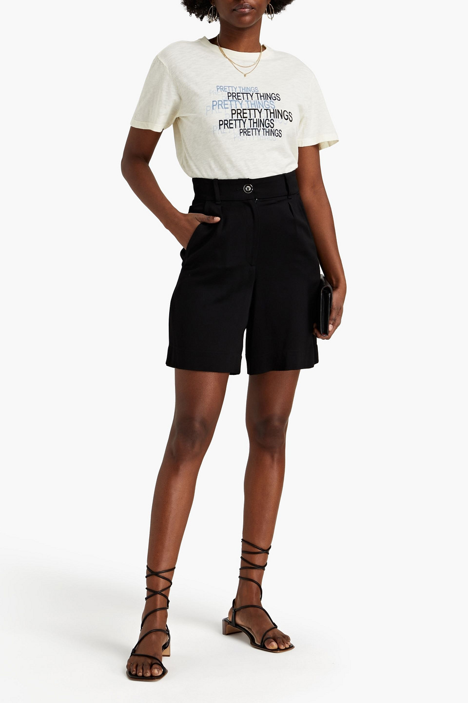 Ba&sh Moki Printed Slub Cotton-jersey T-shirt In Ivory