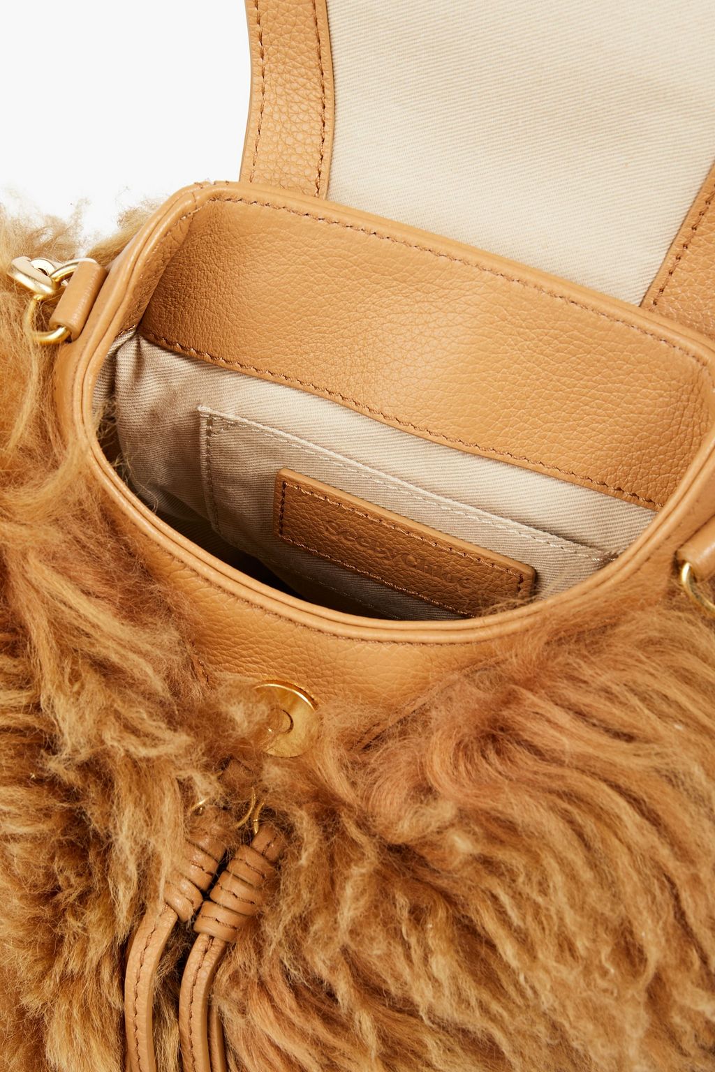 SEE BY CHLOÉ Olga leather-trimmed shearling backpack