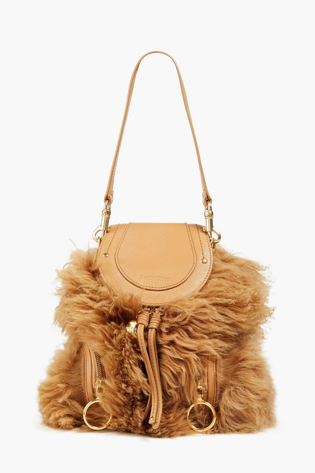 SEE BY CHLOÉ Olga leather-trimmed shearling backpack
