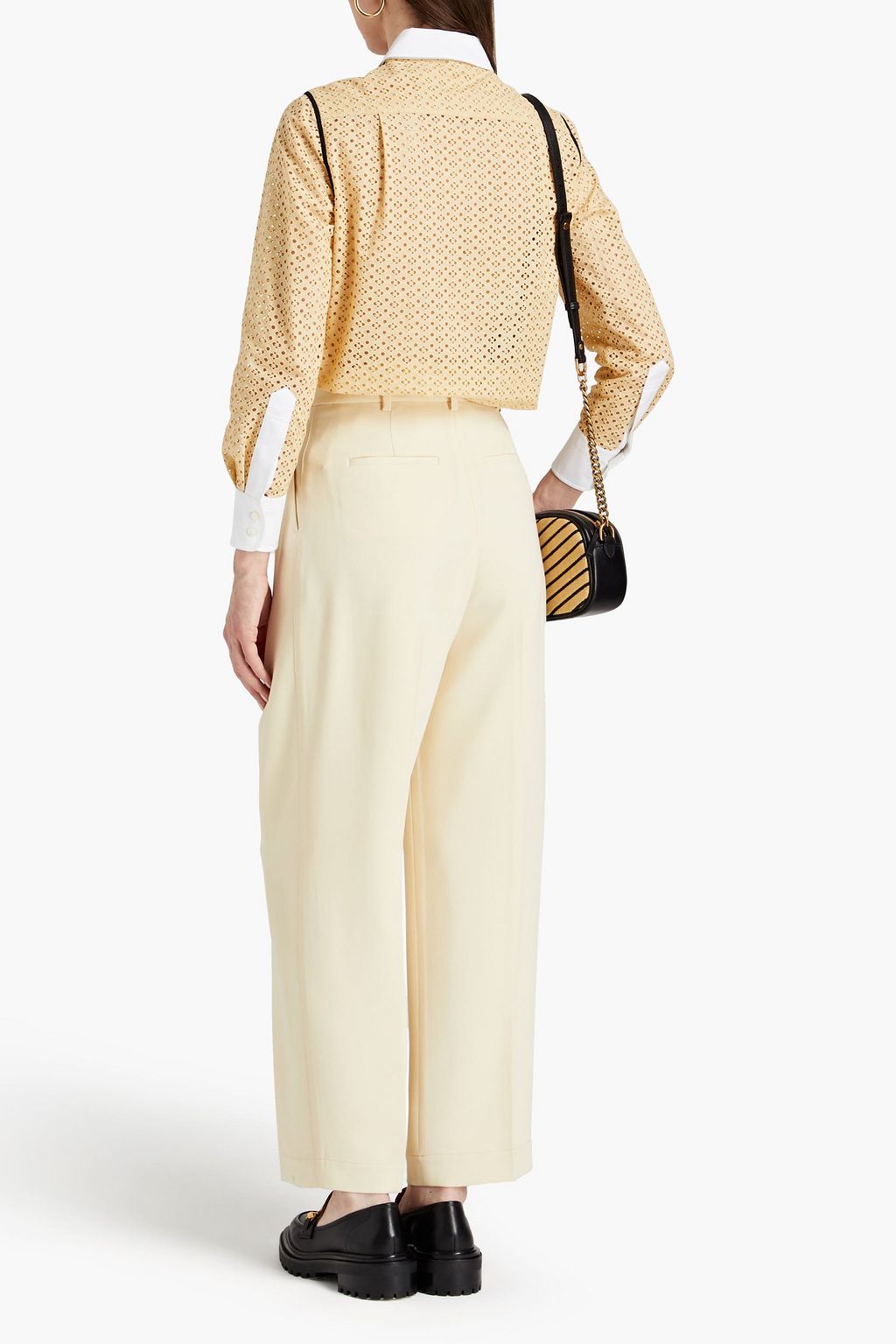 TORY BURCH Pleated crepe tapered pants