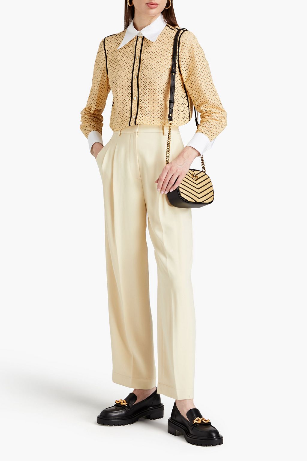 TORY BURCH Pleated crepe tapered pants