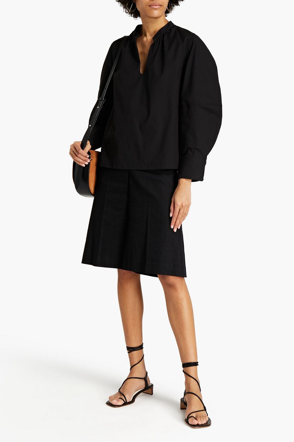 BA&SH Marin gathered stretch-cotton blouse