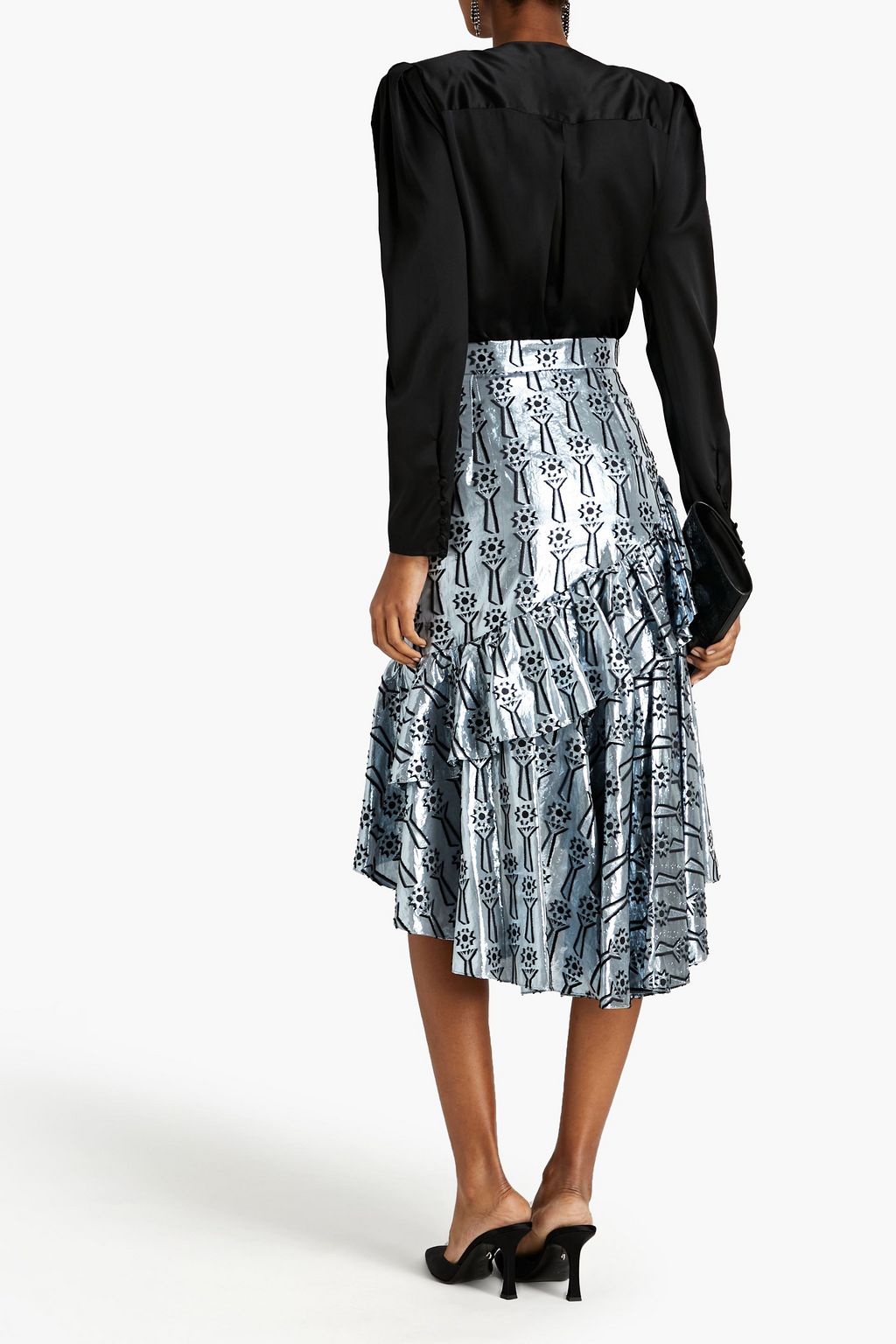 TEMPERLEY LONDON Eliska metallic fil coupé jacquard midi skirt