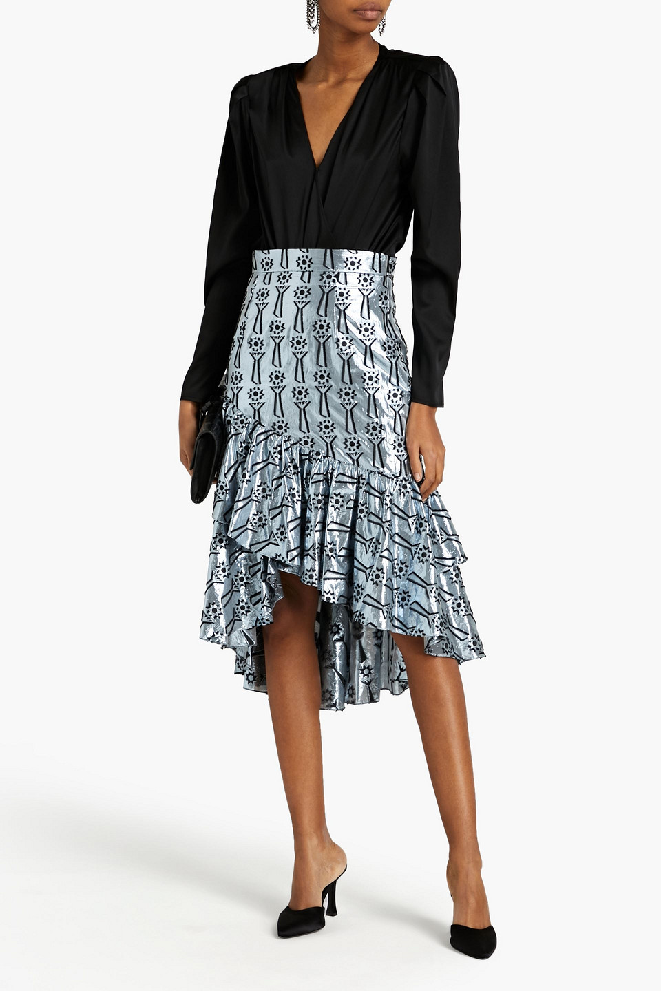 Temperley London Eliska Metallic Fil Coupé Jacquard Midi Skirt