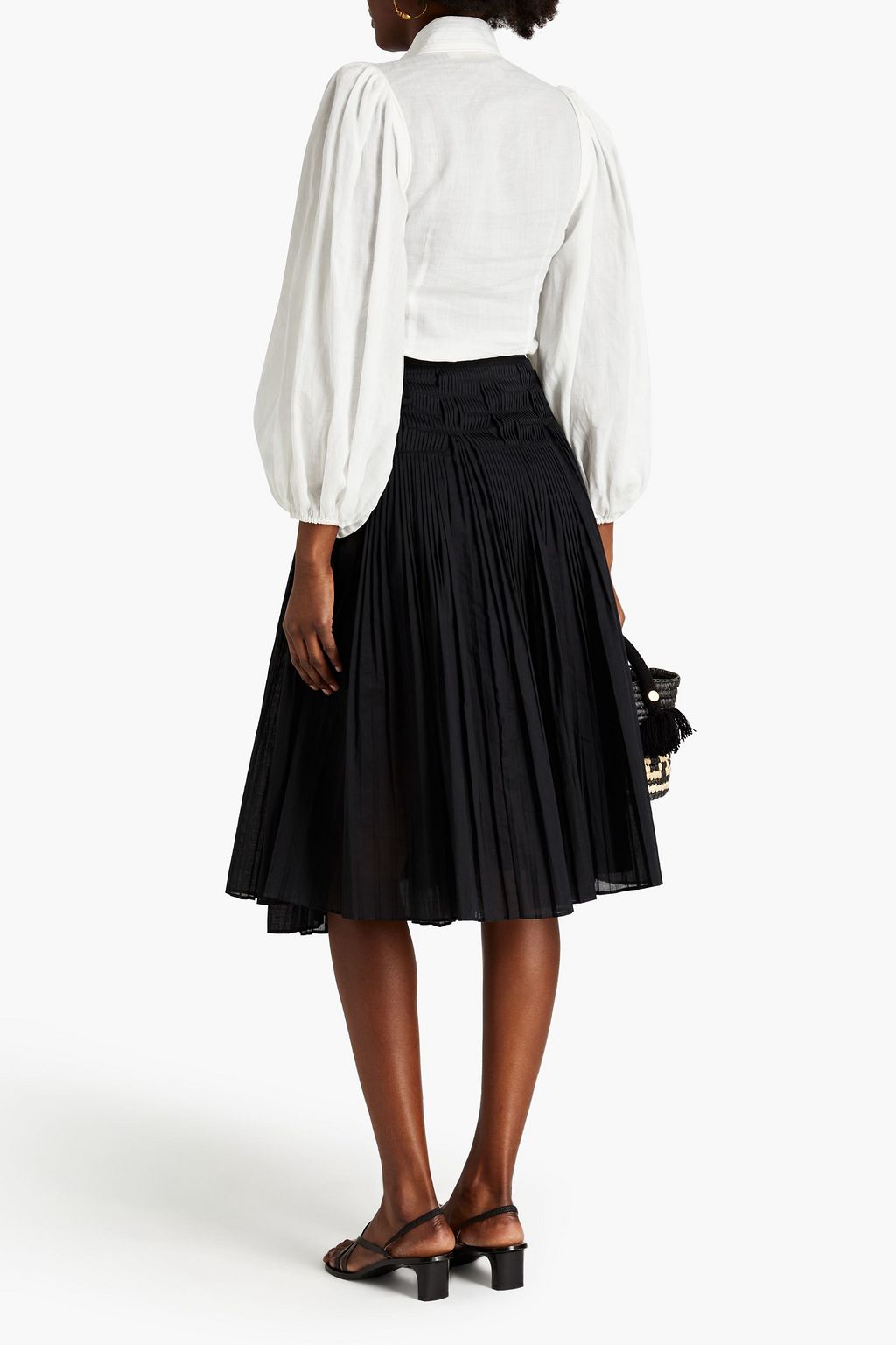 TORY BURCH Pleated cotton-mousseline wrap skirt