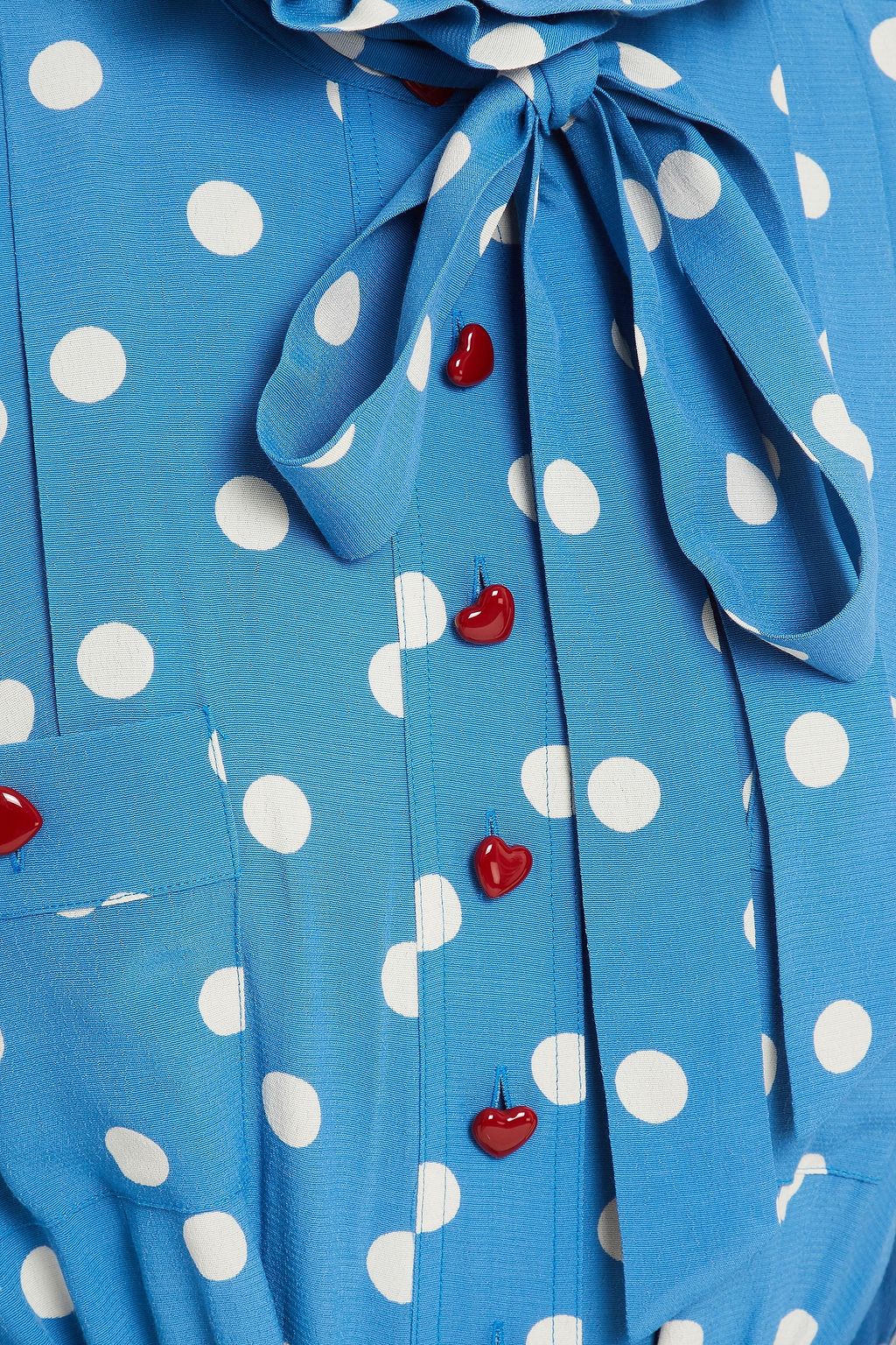 MARC JACOBS Belted polka-dot crepe de chine mini dress