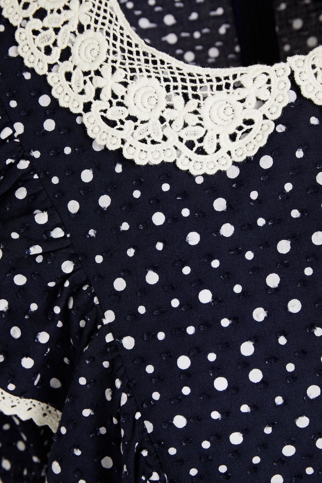 MARC JACOBS Gathered polka-dot cotton-blend Swiss dot dress