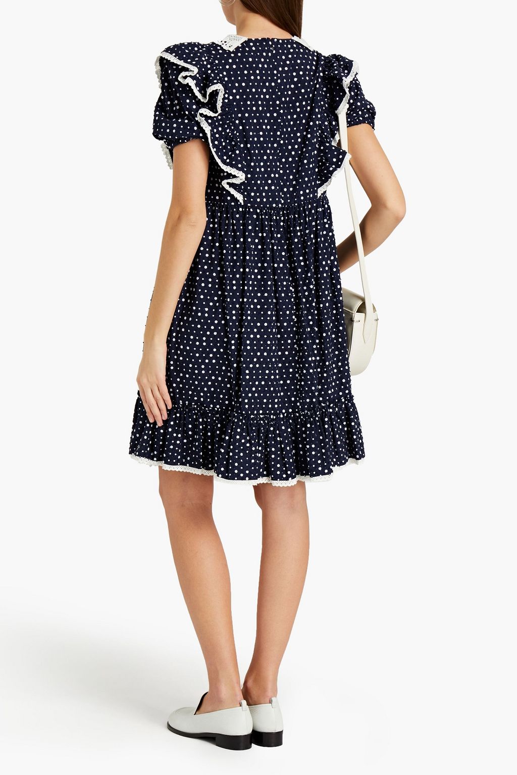 MARC JACOBS Gathered polka-dot cotton-blend Swiss dot dress