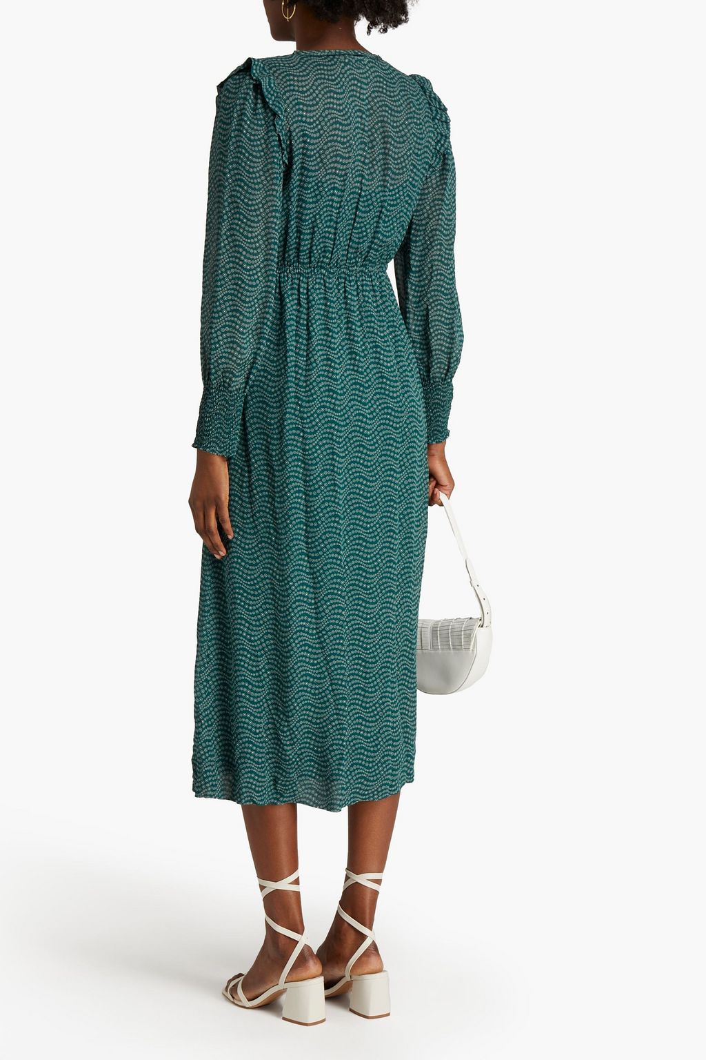 BA&SH Lucy gathered printed georgette midi dress