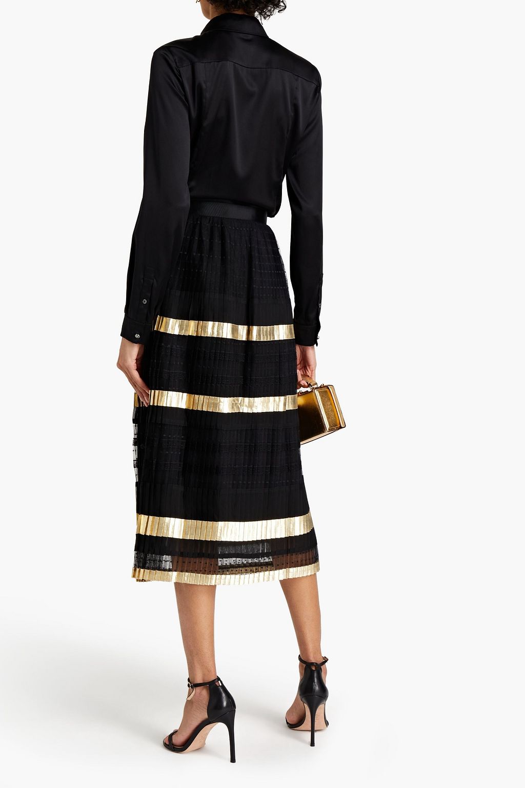 TEMPERLEY LONDON Phantom pleated point d'esprit and organza midi skirt